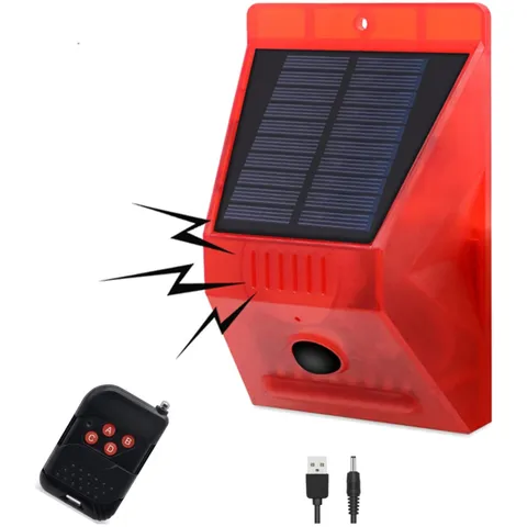 Solar Motion Sensor Alarm - 129db Siren, 4 Modes