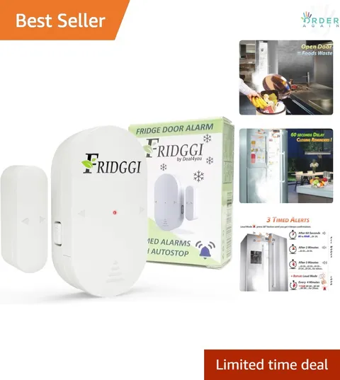 Freezer Door Alarm Battery Powered Compact Size with 3 Loud and Soft Modes