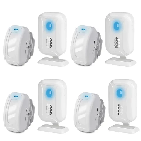 Wireless Infrared Motion Sensor Alarm Alert 918ft Long Range Entry Doorbell 4PCS