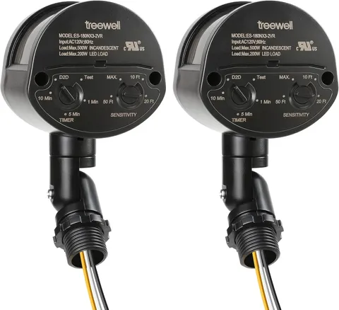 2 Pack Motion Sensor, 180-Degree Replacement Motion Detector, Adjustable Time &