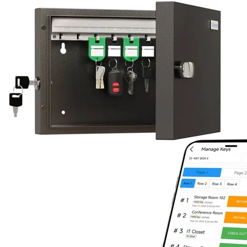 16 Key Lock Box, Key Cabinet with Key Management App (Track Key Borrow/Return...