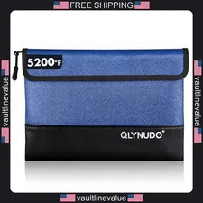 Fireproof money bag zipper cash pouch waterproof organizer 11x7.7