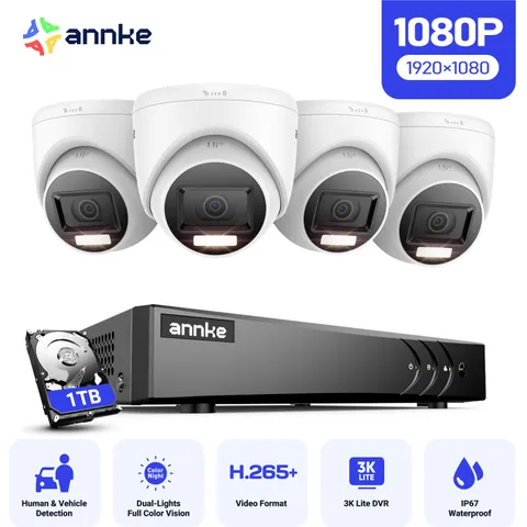 ANNKE 3K Lite 8CH DVR 1080P Video Home Security Camera System AI Color Night 1TB