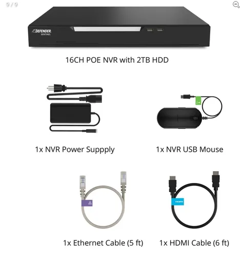 Defender Sentinel NVR, NSNVR-16-A-2T, 4K Ultra HD 16 Ch POE 2TB No Cameras Open