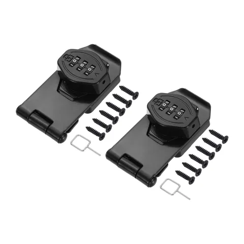Keyless Cabinet Combination Lock 3" 2Pcs 3-Digit Password Hasp Lock Black