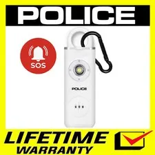 POLICE Personal Alarm Keychain Rechargeable 130dB Safety Alarm Flashlight White