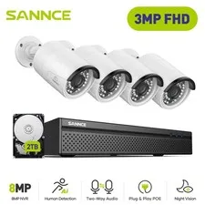 SANNCE 4K 8CH NVR 3MP POE Security IP Camera System Two Way Audio Outdoor AI 2TB