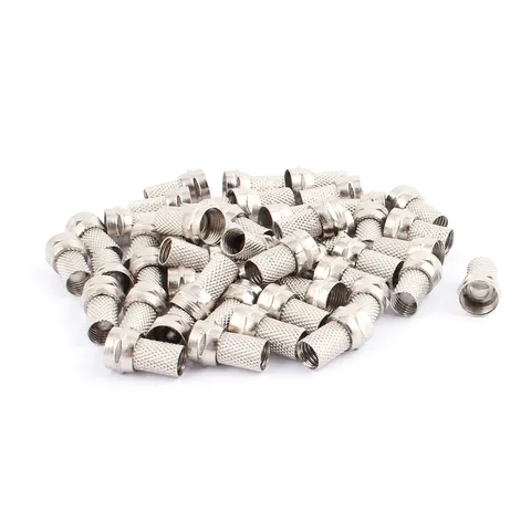 48Pack Alloy Screw On Coax Coaxial F-Type RF Connector for RG6 Cord