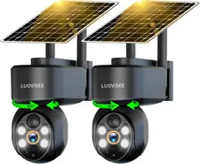 Wifi Security Camera Wireless Outdoor 2 Packs,360° PTZ Solar Camera Outdoor Wire