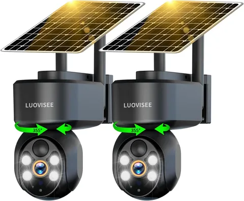 Wifi Security Camera Wireless Outdoor 2 Packs,360° PTZ Solar Camera Outdoor Wire