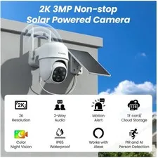 Solar Wireless Security Cameras 2K Color Night Vision