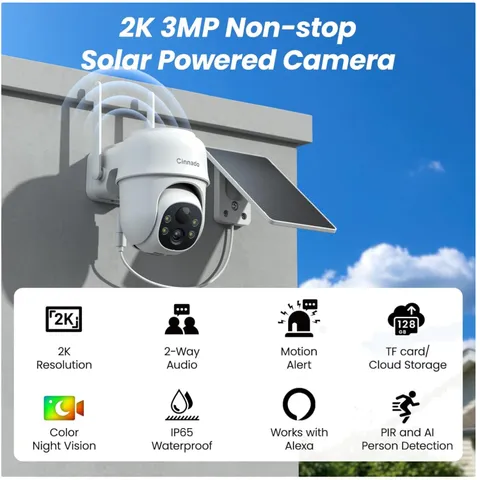 Solar Wireless Security Cameras 2K Color Night Vision