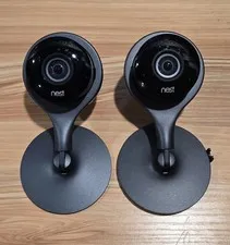 Google Nest Cam Indoor Security Camera A0005 1st Gen W/Stand - No Cord Lot Of 2