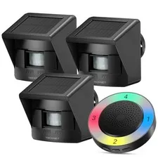 Solar Wireless Driveway Alarm - 2600FT Range, 36 Melodies, 4 Zones, Weatherproof