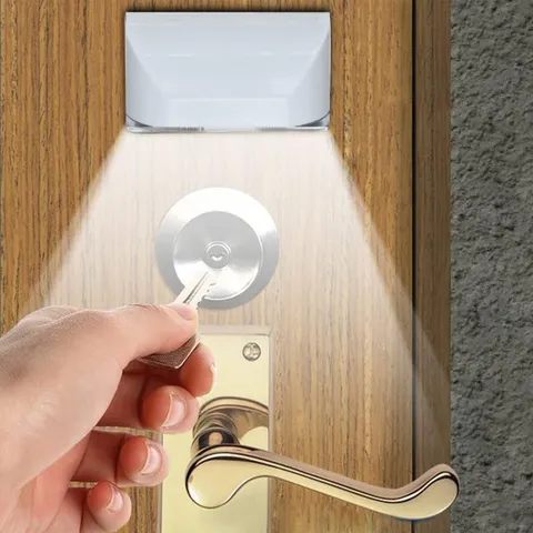 Home Keyhole Light by Battery Operated Auto Sensor Motion Detector White