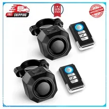 WSDCAM USB Rechargeable Bike Alarm with Remote 110dB Wireless Anti Theft 2 Pack
