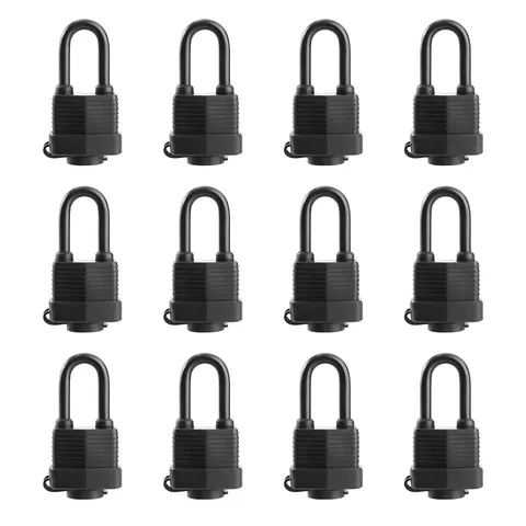 12 Pack Waterproof Padlocks Keyed Alike for Outdoor use, Covered Heavy Duty Lami