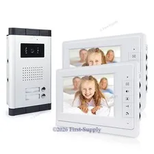 Wired 7" 2 Units Apartment Video Doorbell Intercom Entry System IR Camera