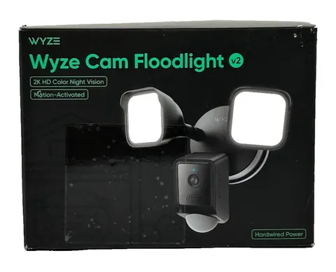 Wyze Wired Outdoor Wi-Fi Floodlight v2 Security Camera Motion Activated, Black