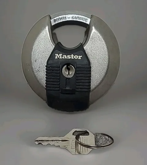 Master Lock Discus Padlock with Key Stainless Steel Weather Resistant Security