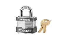 Master Lock No. 3 Laminated Steel Padlock, 9/32"D Shackle, Keyed Alike