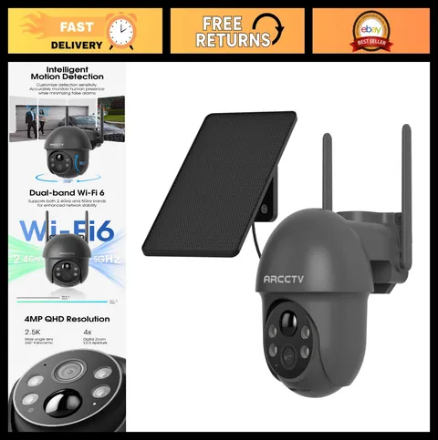 Wireless Outdoor Solar Security Camera - 4MP 360° View, Night Vision, 2-Way Audi
