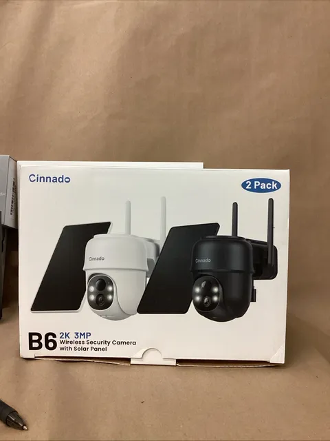 NEW Cinnado B6 2K 3MP Wireless Security Camera With Solar Panel 2 Pack