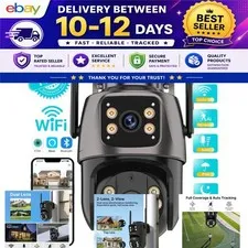 4K 8MP WiFi PTZ Outdoor Security Camera Dual Lens AI Tracking