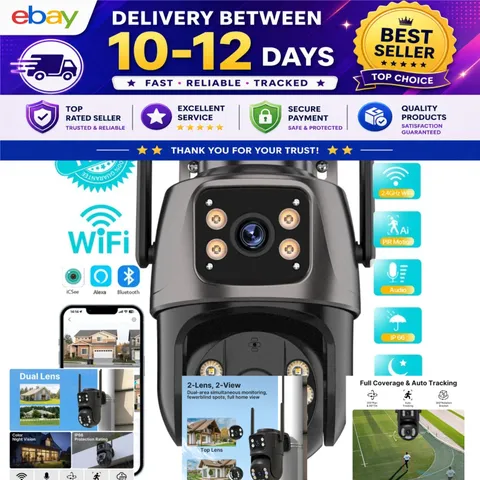 4K 8MP WiFi PTZ Outdoor Security Camera Dual Lens AI Tracking