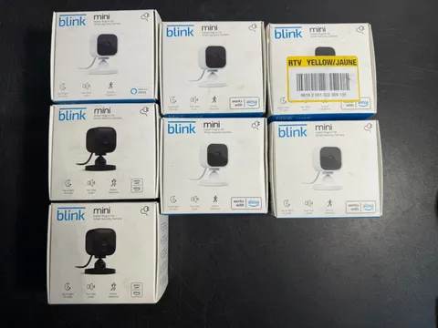 Lot of 7 Blink Mini Smart Security Cameras Indoor HD WiFi Alexa White & Black