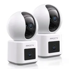 Dual Lens Indoor Security Camera 2 Pack, 2.5K HD Pet Camera