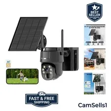4G LTE Cellular Security Camera Wireless, No WiFi Needed Solar Wireless Outdo...