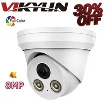 VIKYLIN CCTV POE 24H Full Color Ethernet 8MP 4K Security IP Camera Outdoor ONVIF