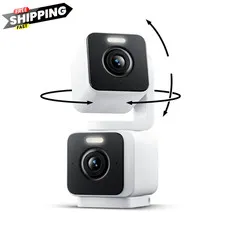 WYZE Duo Cam Pan Indoor/Outdoor IP65 2K 360° 2.36in x 2.16in x 5.26in, White