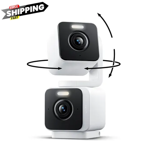 WYZE Duo Cam Pan Indoor/Outdoor IP65 2K 360° 2.36in x 2.16in x 5.26in, White