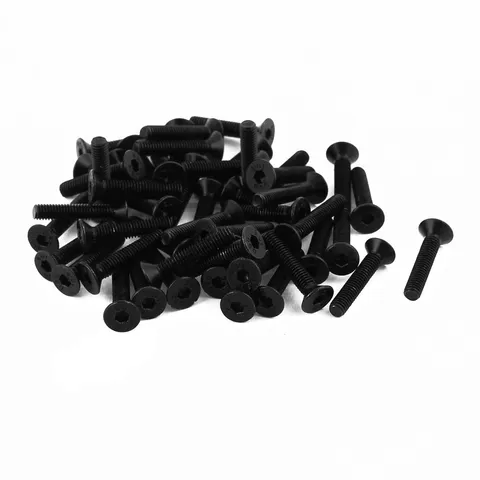 50Pcs Black M3 x 16mm Alloy Steel Hex Socket Flat Head Countersunk Screws Bolts