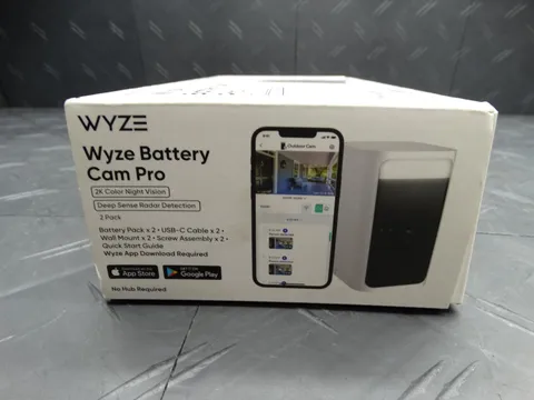 Wyze Battery Cam Pro 2-Pack, Wireless Indoor/Outdoor Home Security Camera