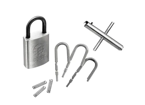 Brass 1/4" Diameter Padlock 7 Pin 1-1/2" Shackle Non Key Retained Frangible Sh