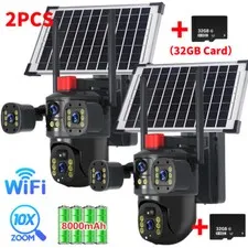 Solar Battery Powered Wireless WiFi Outdoor Pan/Tilt Home Security Camera System