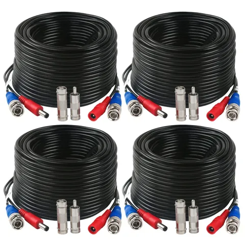 4 Pack 150 Feet BNC Video Power Cable Wire Video Wire with Connectors for CCT...
