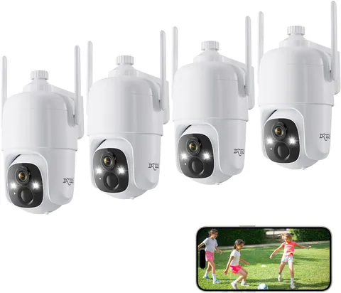 Dzees 360° PTZ Security Cameras Wireless Outdoor 2K Battery Powered 4Pack