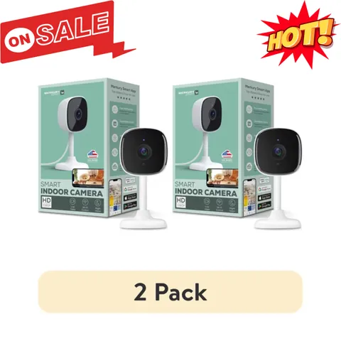 2 Pack Merkury Smart Indoor Camera 1080p Wi-Fi Security Cam Night Vision