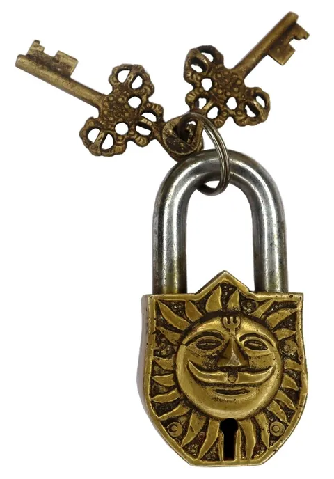 Lord Sun Design Security Lock Victorian Style Handmade Brass Functional Padlock