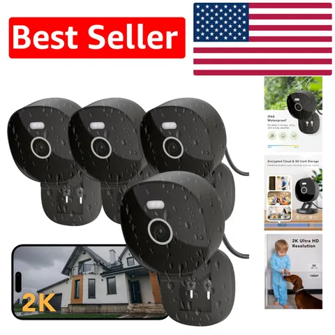 2K Waterproof Security Camera - Indoor/Outdoor, Alexa Compatible - 4 Pack
