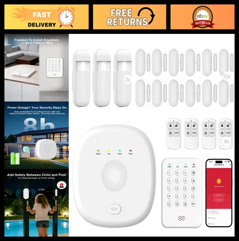 Wireless Home Security Alarm System - Expandable, Keypad, Sensors & App Alerts