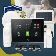 HOMSECUR Wireless WIFI 4G 2G Burglar Alarm System Touch Screen+4*PIR+Door Sensor