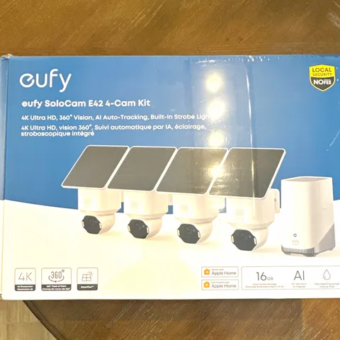 eufy SoloCam E42 4-Cam Kit 4K 360° AI Tracking IP65 16GB Wi-Fi Apple Home