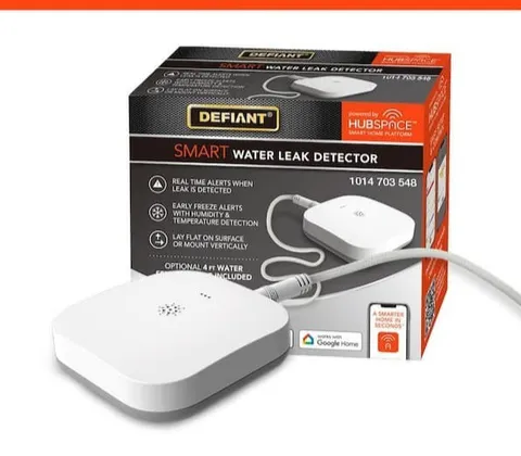 Defiant WiFi Smart Water Leak Detector 4 ft Cable Battery Operated Hubspace