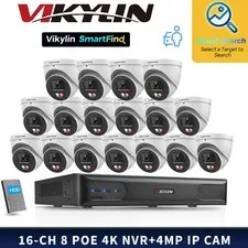 VIKYLIN SmartFind 8POE 16CH NVR Dual light MIC Color 4MP Security Camera MD Lot