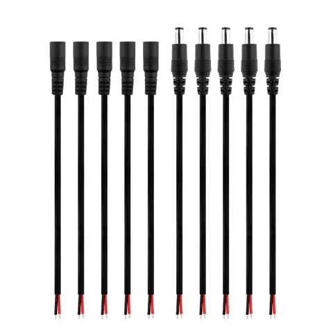SIM&NAT DC Barrel Power 5 Male & 5 Female Pigtail Wire( 5.9inch/15cm )